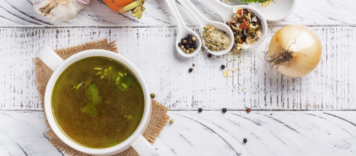 Bone broth soup made from beef, natural source of collagen